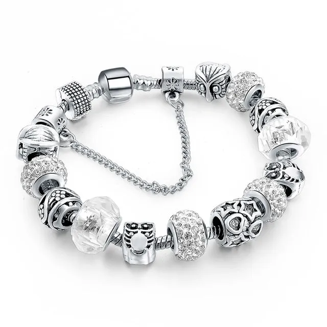 Silver Plated Handmade Charm Bracelets For Women Owl Star Charm Bracelets & Bangles Girl Pulseras SBR160084