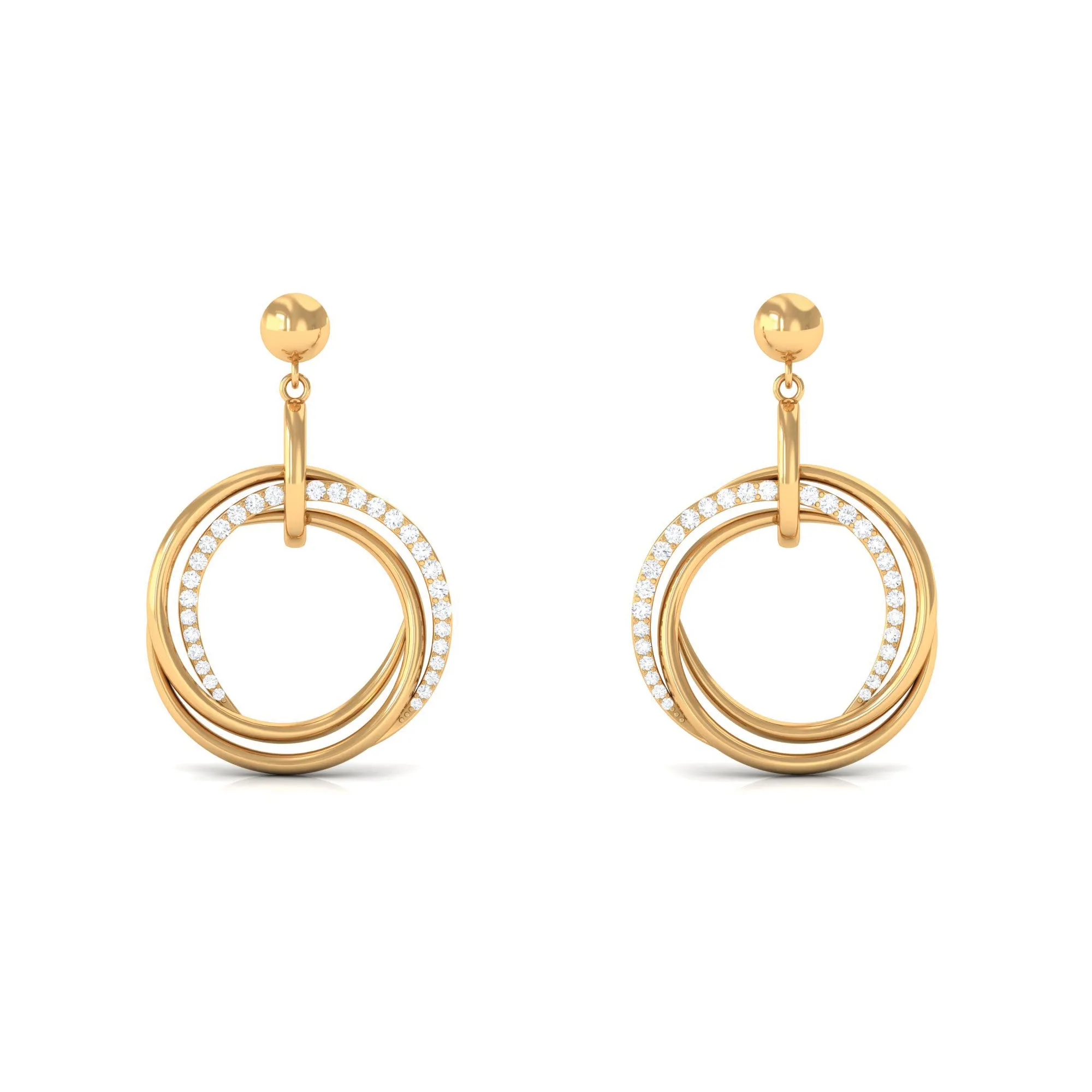 Simple Gold Diamond Drop Earring with Screw Back Closure