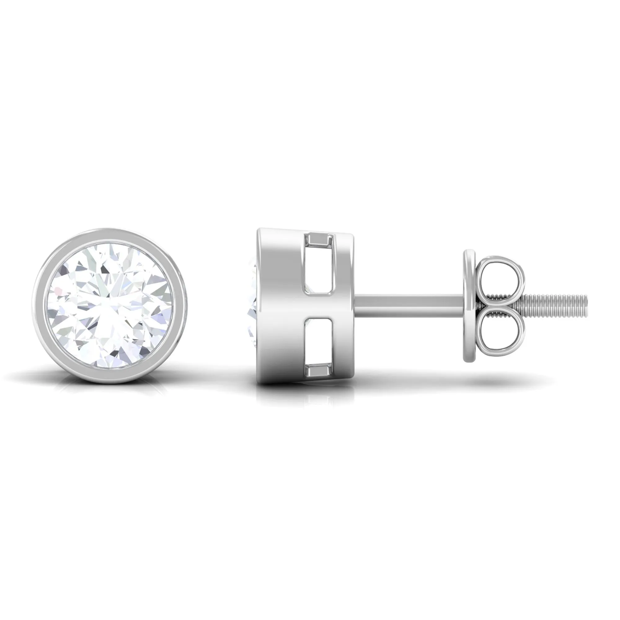 Simple Solitaire Stud Earrings with Lab Grown Diamond