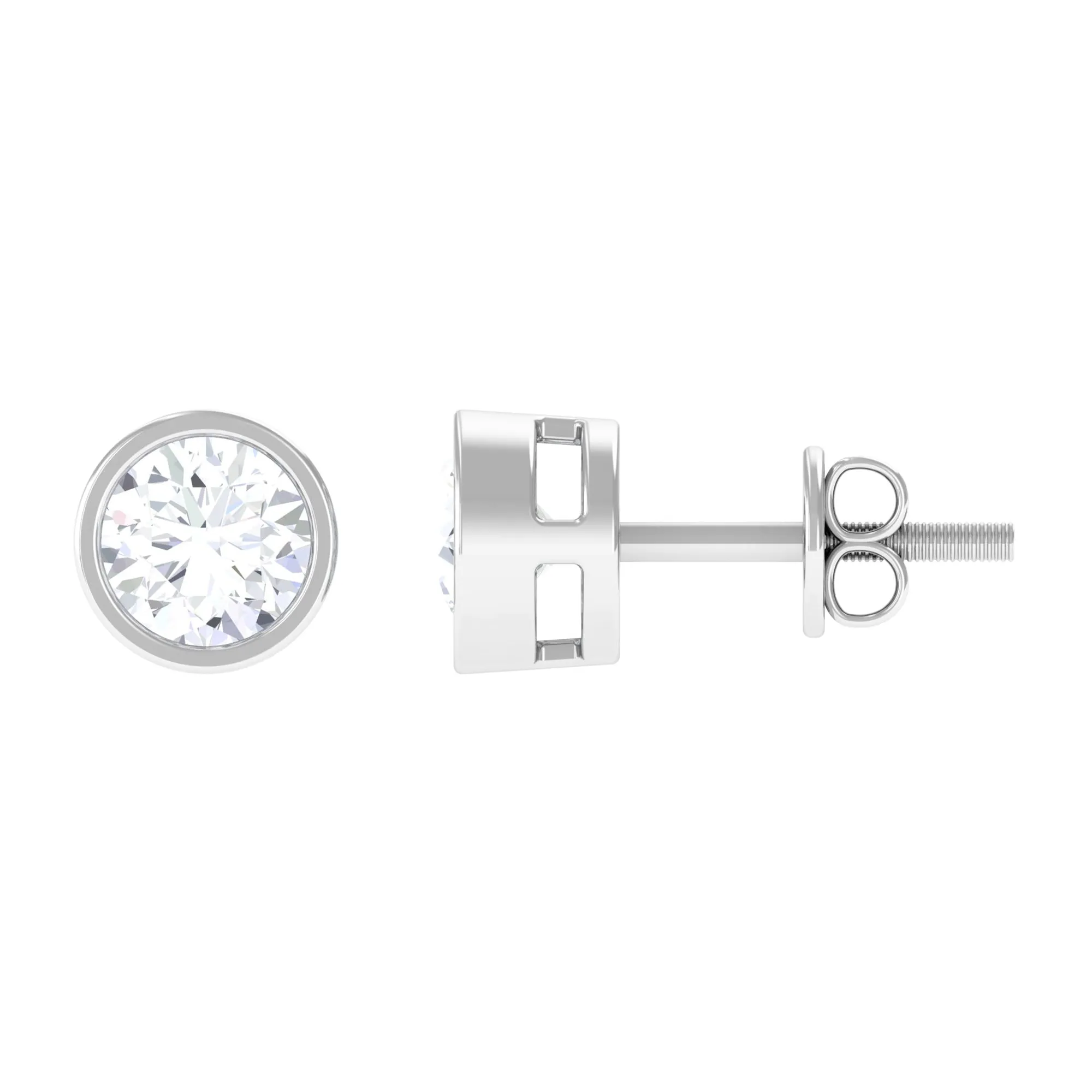 Simple Solitaire Stud Earrings with Lab Grown Diamond