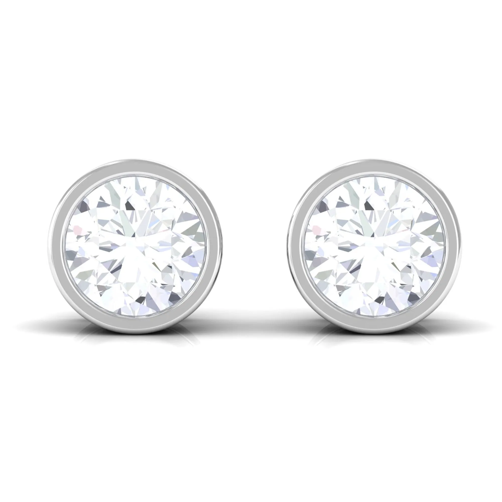 Simple Solitaire Stud Earrings with Lab Grown Diamond