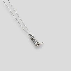 Small Sterling Silver Cowboy Boot Pendant Necklace