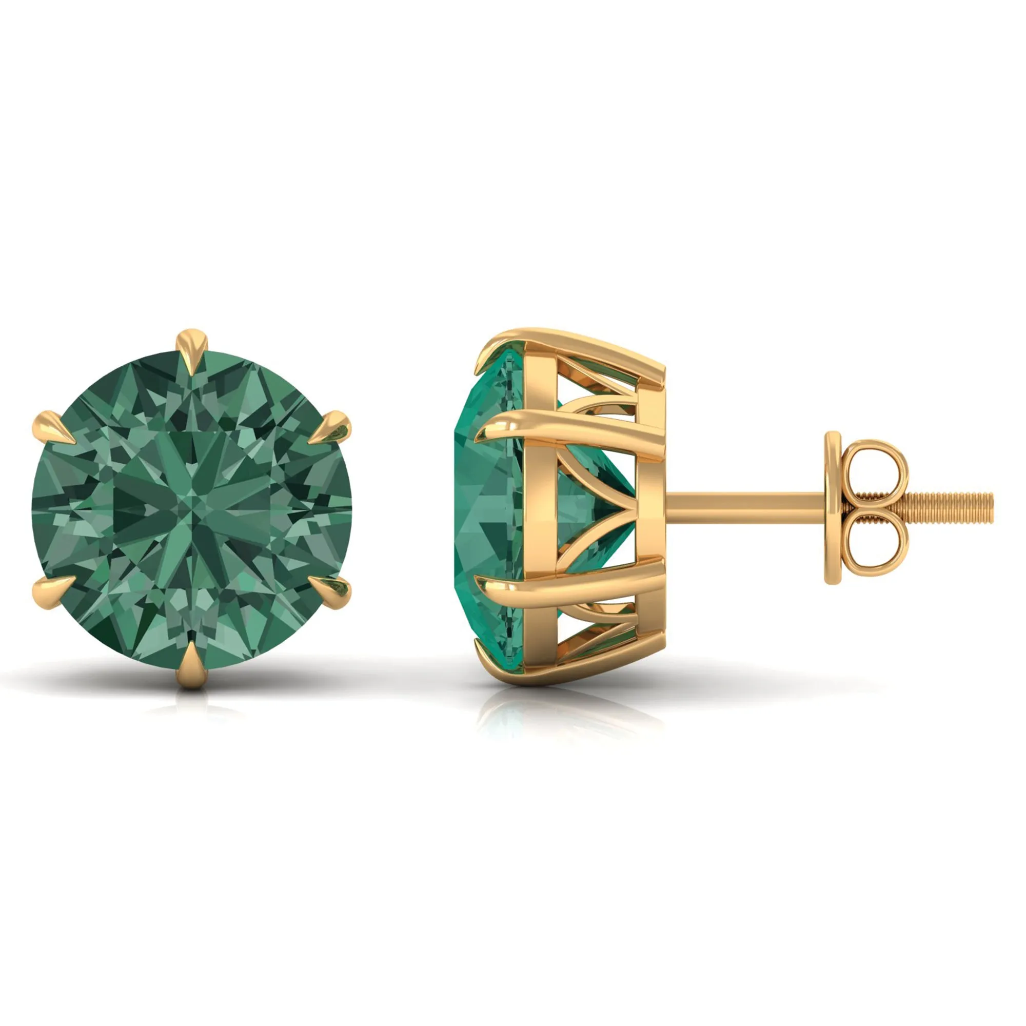 Solitaire Lab-Created Green Sapphire Stud Earrings