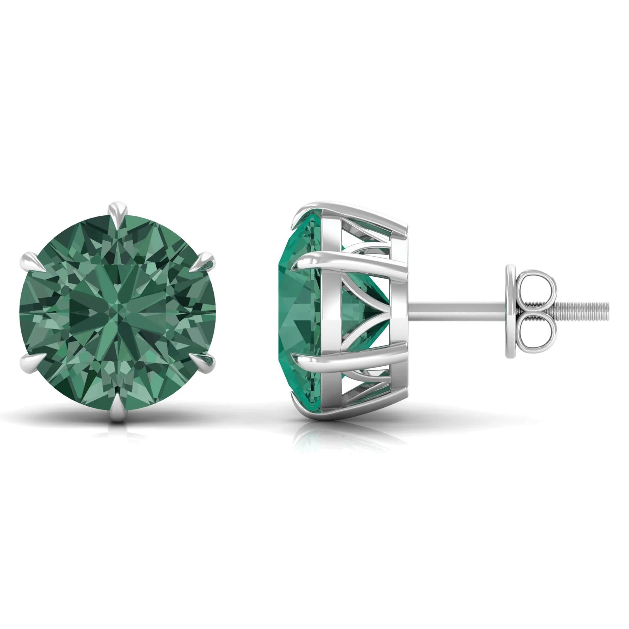 Solitaire Lab-Created Green Sapphire Stud Earrings