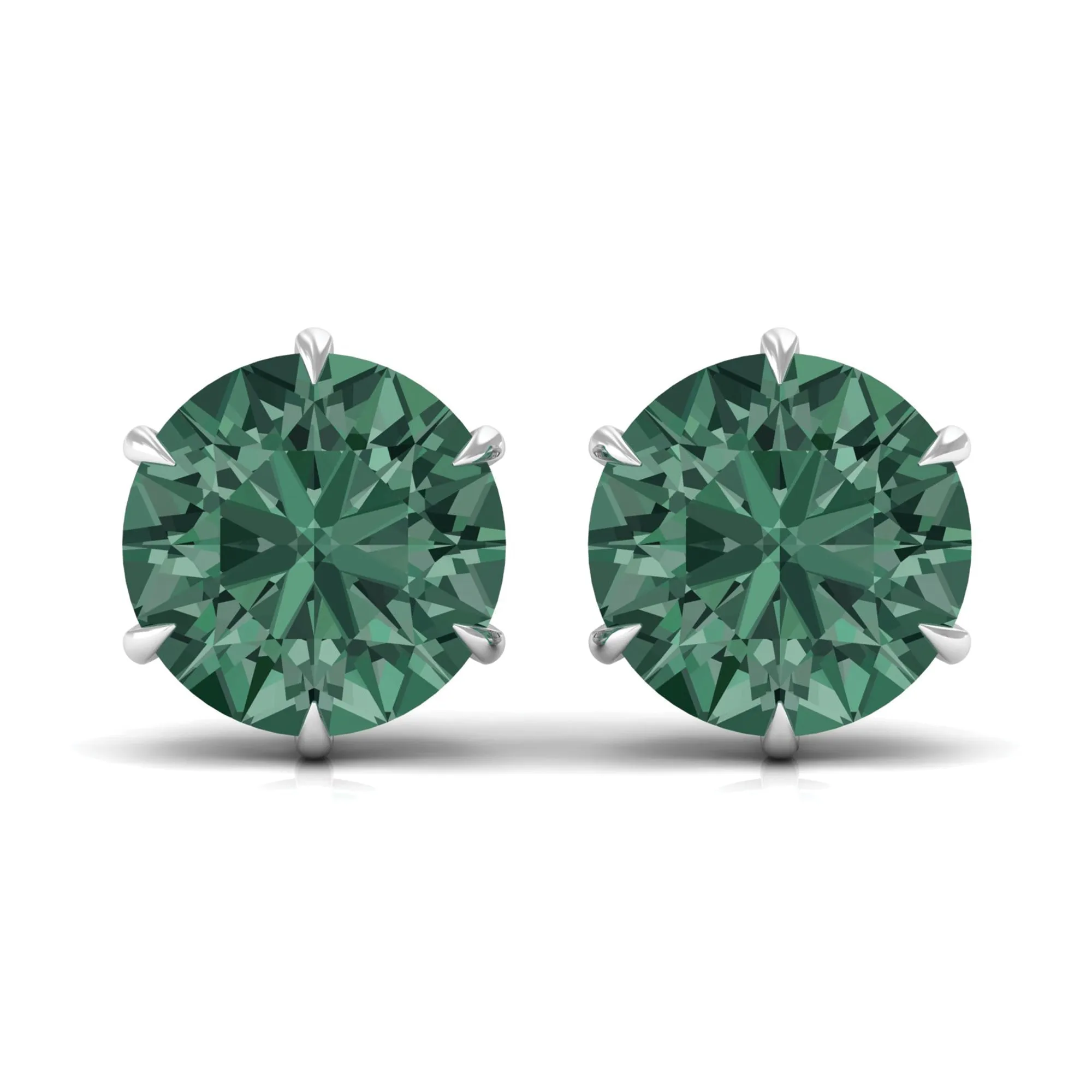 Solitaire Lab-Created Green Sapphire Stud Earrings