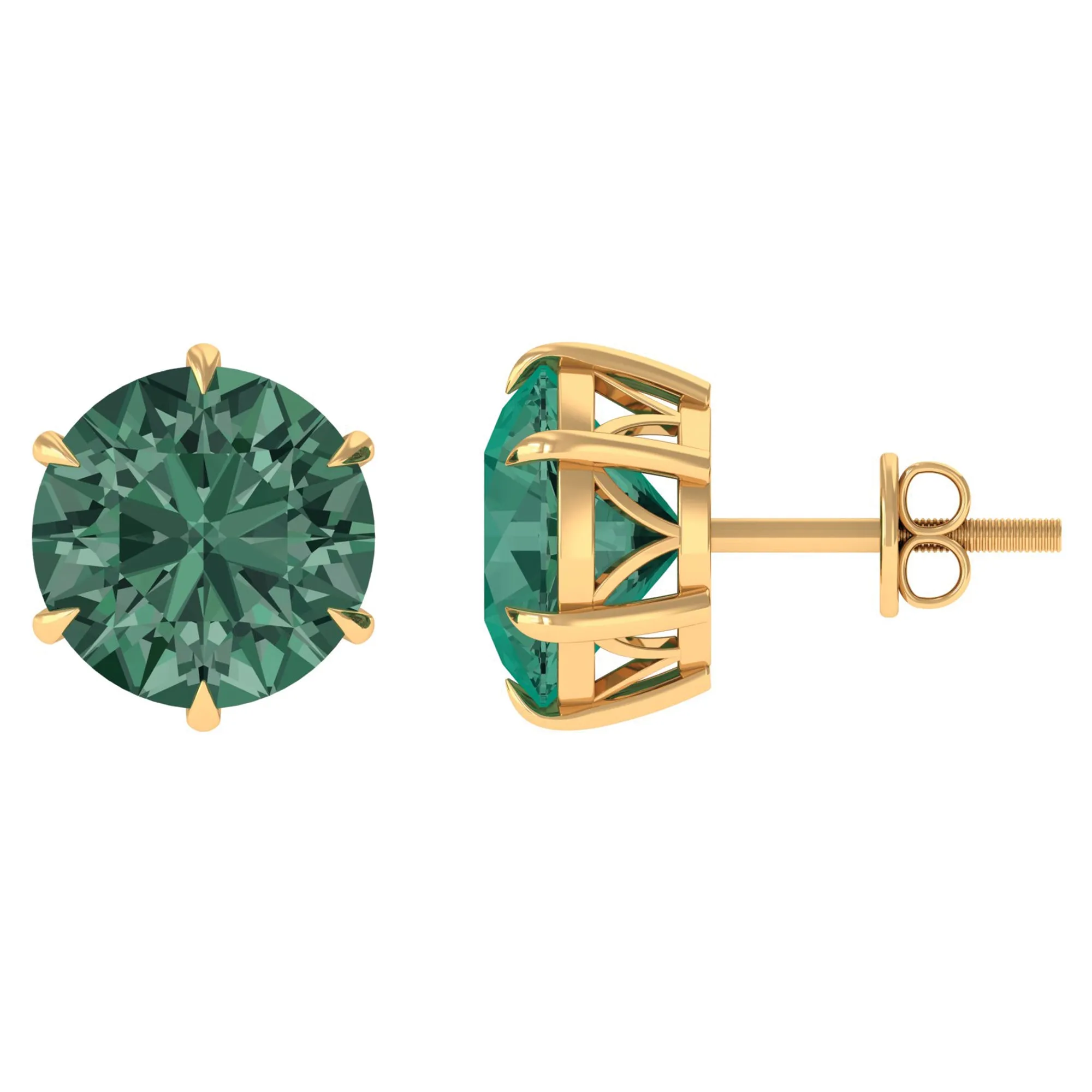 Solitaire Lab-Created Green Sapphire Stud Earrings