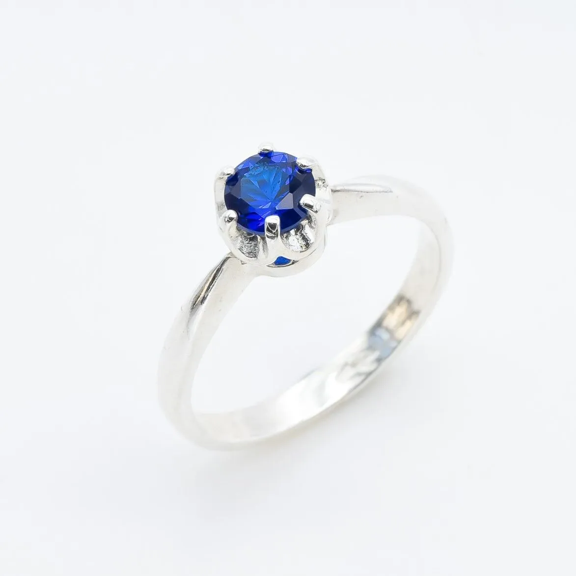 Solitaire Sapphire Ring - Dainty Blue Ring, September Birthstone Ring