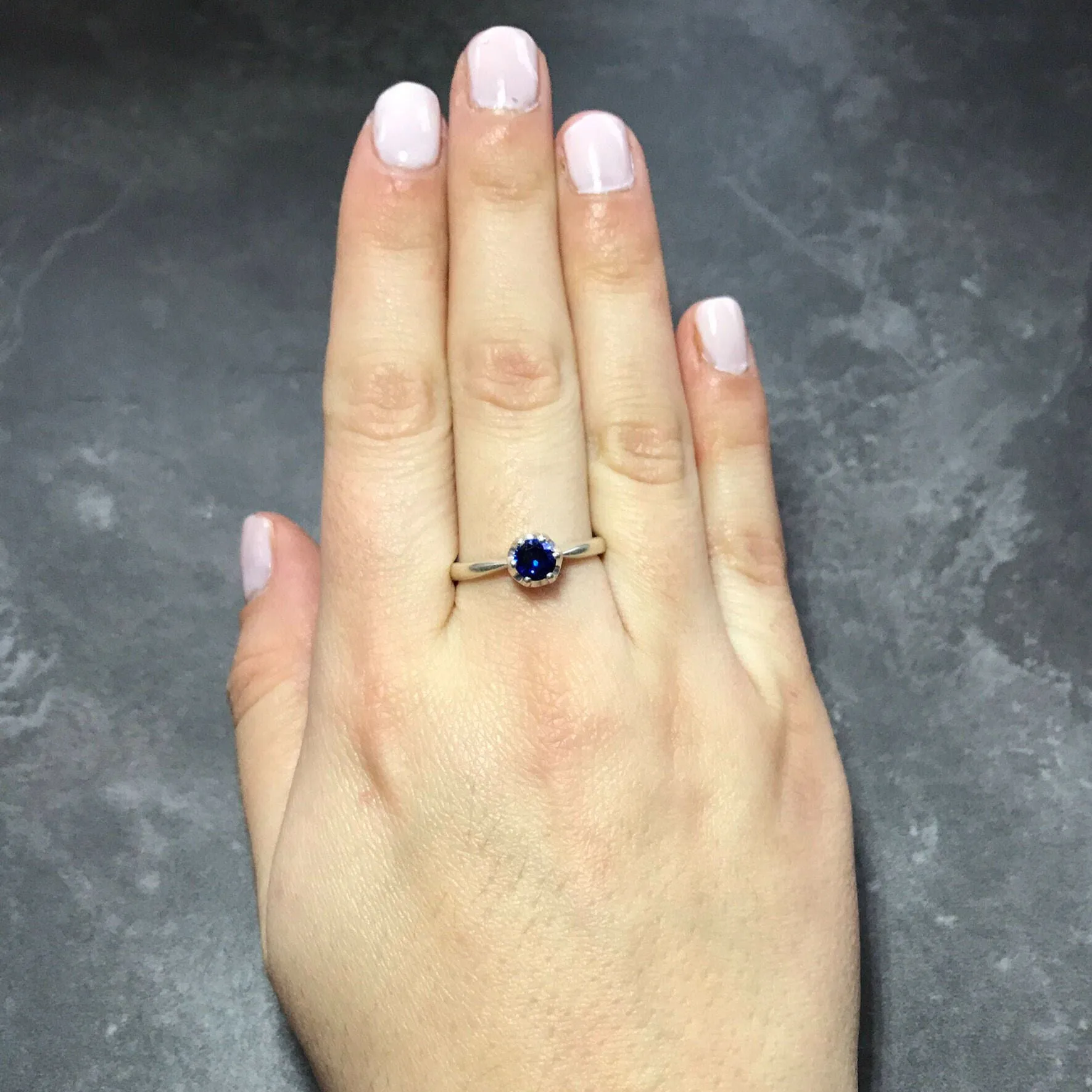 Solitaire Sapphire Ring - Dainty Blue Ring, September Birthstone Ring