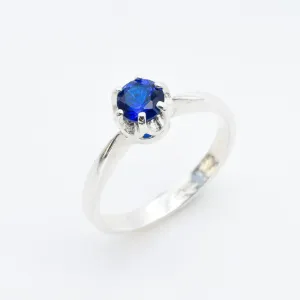 Solitaire Sapphire Ring - Dainty Blue Ring, September Birthstone Ring