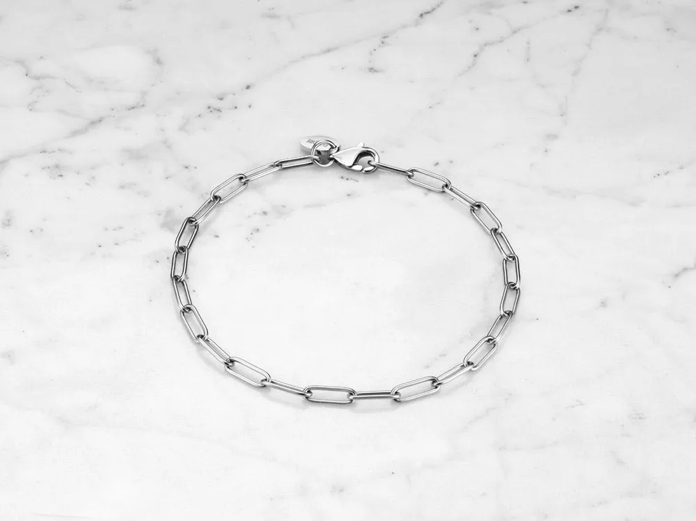 Stainless Steel Bracelet With Paperclip Links Silver Colour