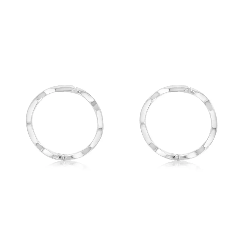 Sterling Silver Diamond Cut 11mm Sleeper Earrings