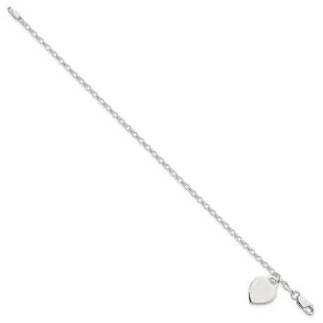 Sterling Silver Engraveable Heart Charm Bracelet