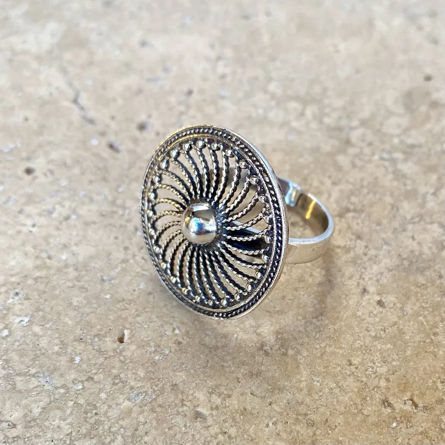 Sterling Silver Spinning Mandala Ring