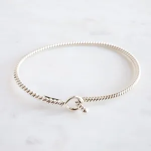 Sterling Silver Twisted Round Hook Bangle Bracelet