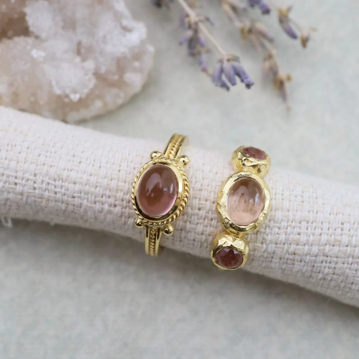 Strawberry & Morganite Boho Ring