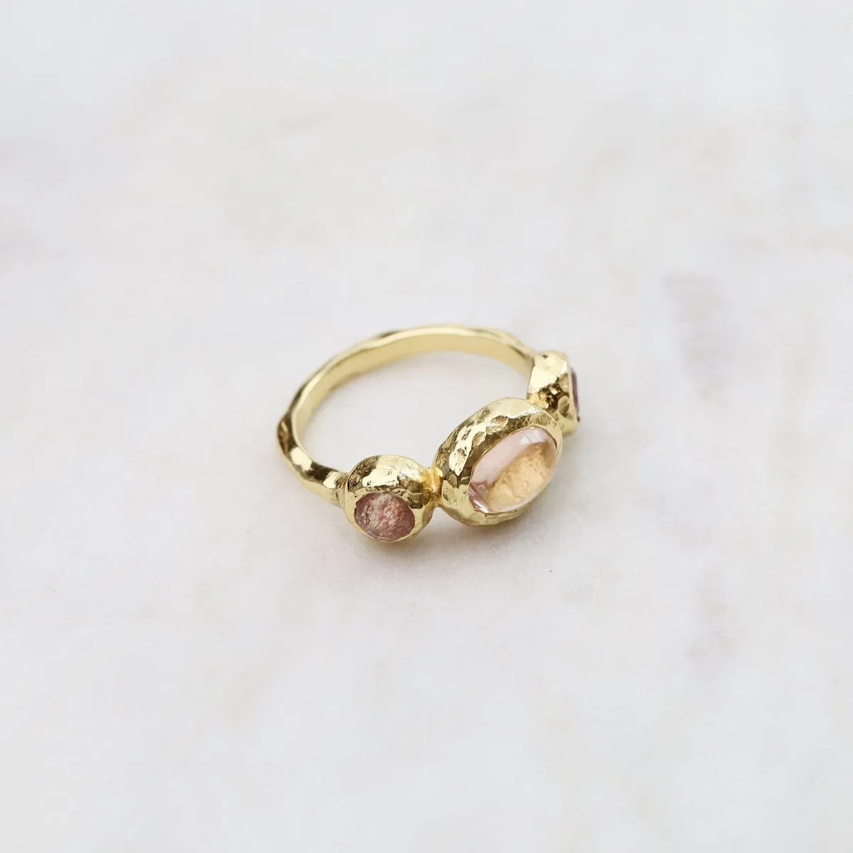 Strawberry & Morganite Boho Ring