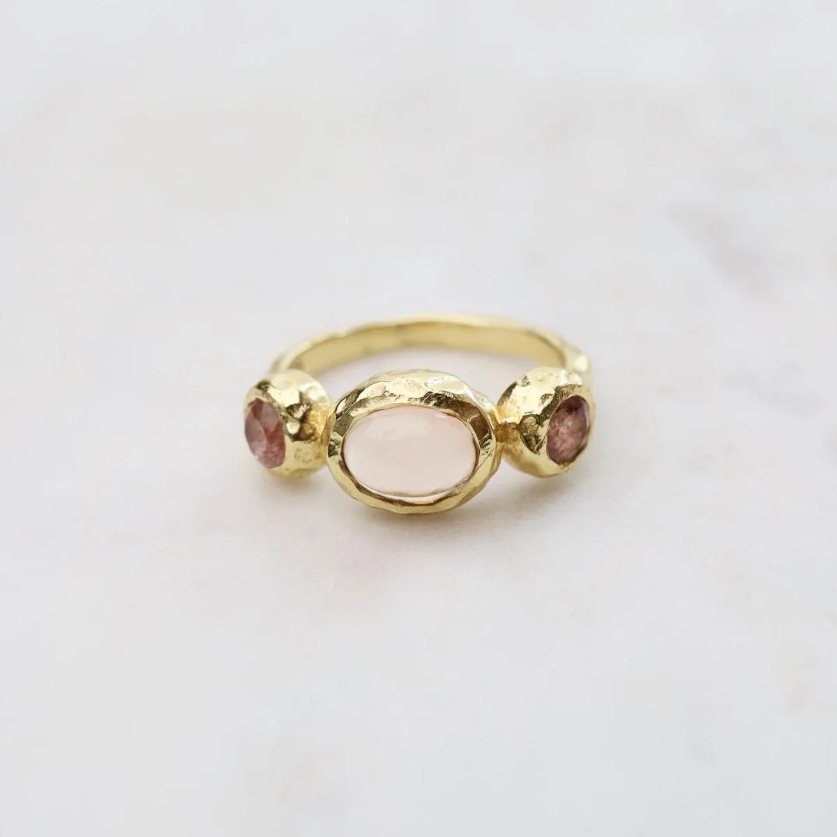 Strawberry & Morganite Boho Ring