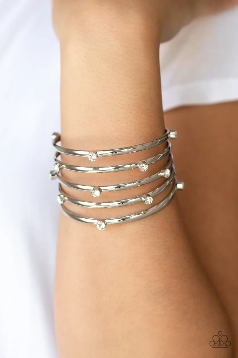 Sugarlicious Sparkle Silver Stacked Cuff Bracelet