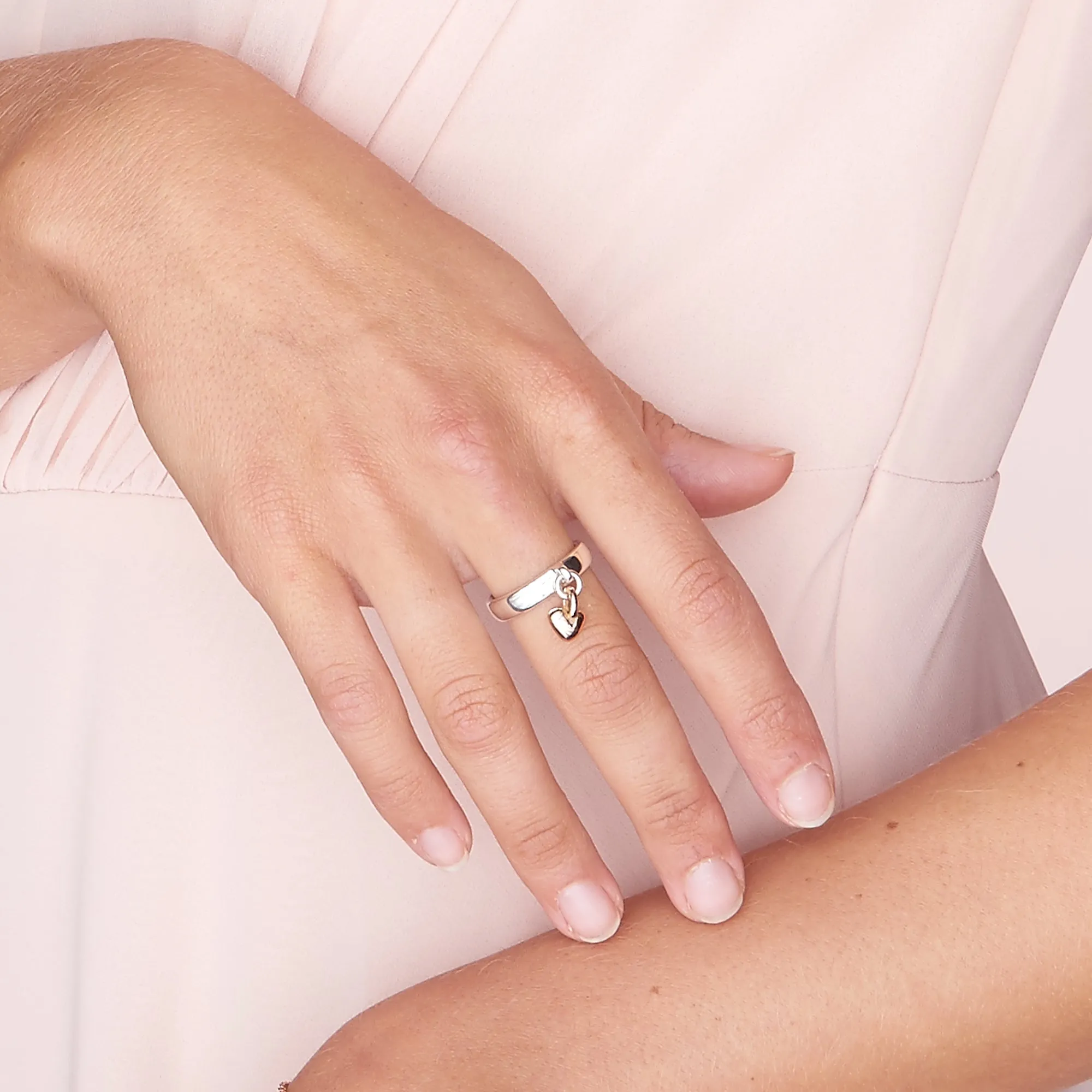 Sweetheart Silver & Gold Charm Ring