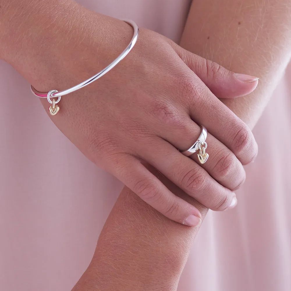 Sweetheart Silver & Gold Charm Ring