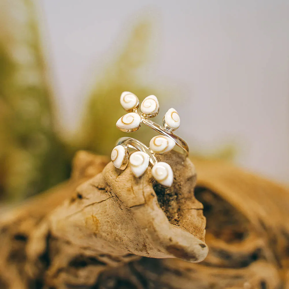 Three Tier Fern Adjustable Sterling Silver Ring