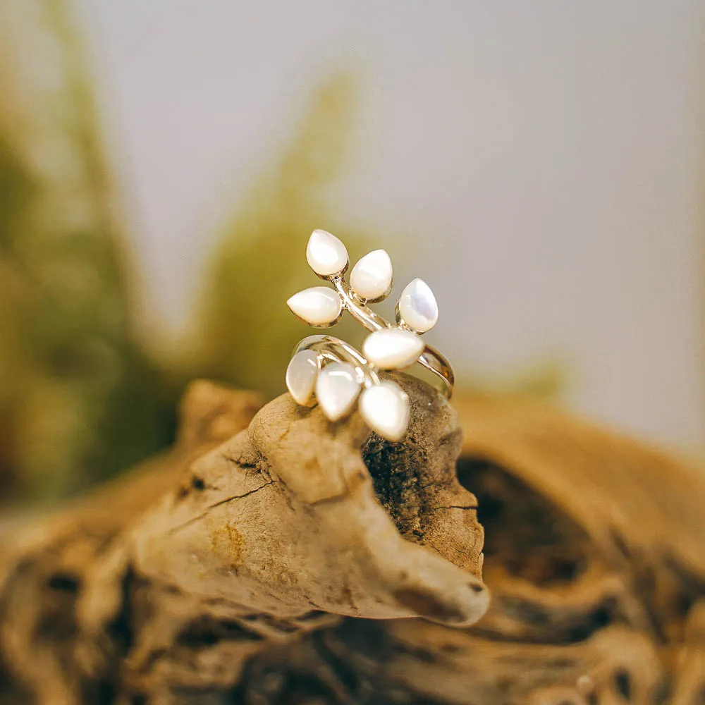 Three Tier Fern Adjustable Sterling Silver Ring