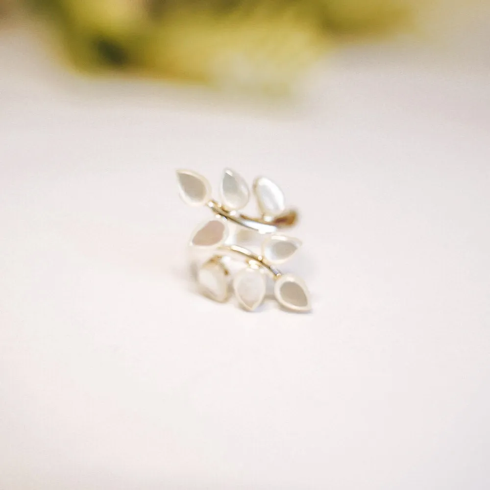 Three Tier Fern Adjustable Sterling Silver Ring