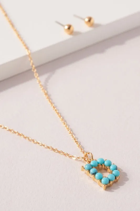 Turquoise Initial Necklace
