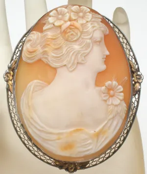 Victorian Cameo Shell Brooch Pin