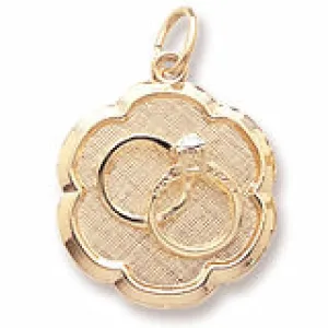 Wedding Rings Disc Charm in Yellow Gold Plated