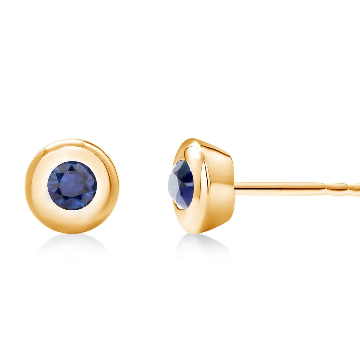 White Gold Bezel Set Sapphire Stud Earrings Weighing 0.30 Carat