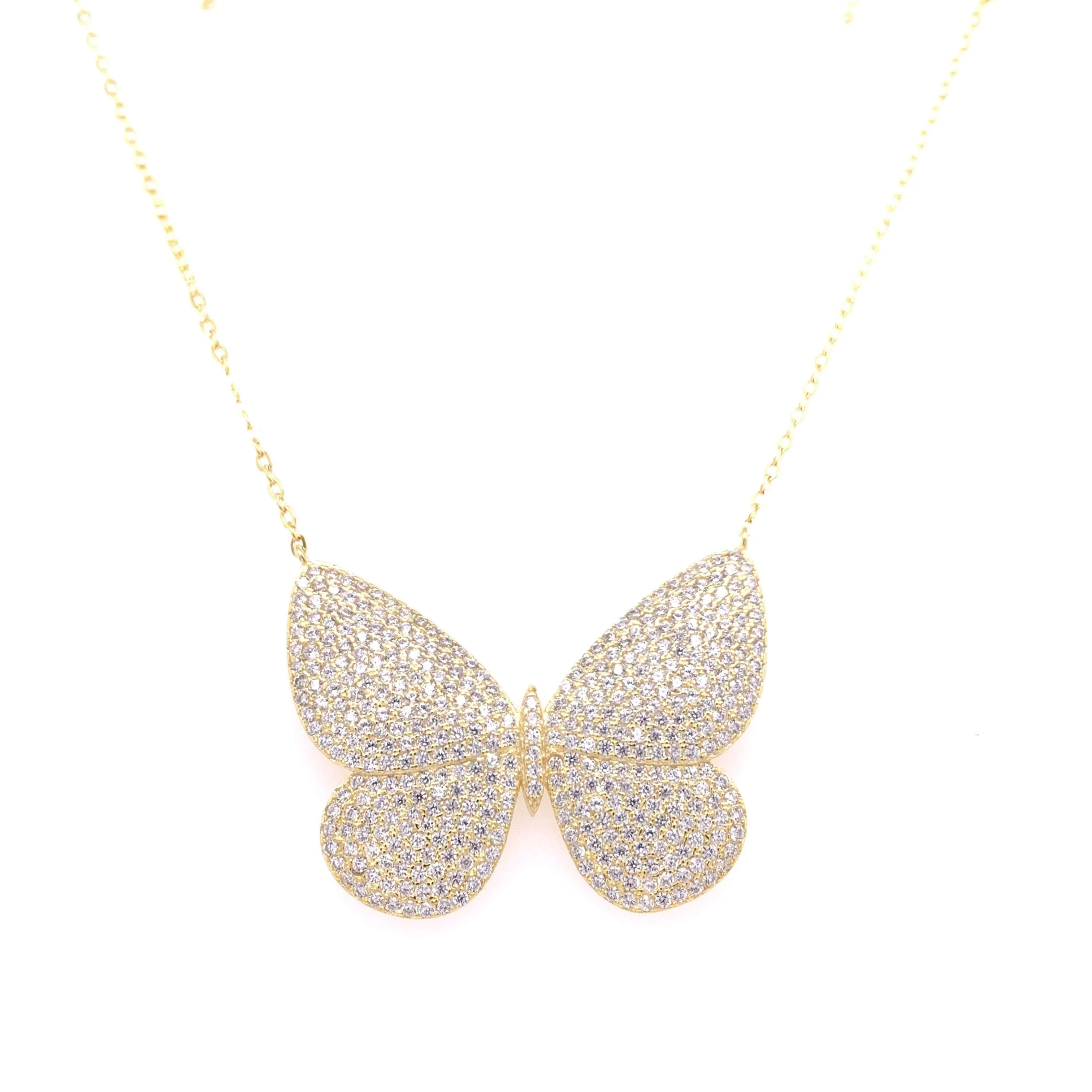 Wide Pave Butterfly Necklace