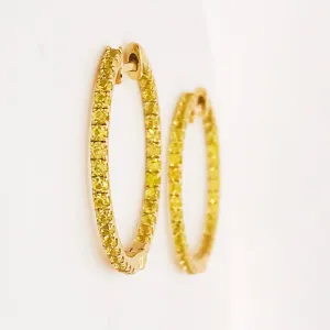 Yellow Sapphire Inside Out Hoop Earrings